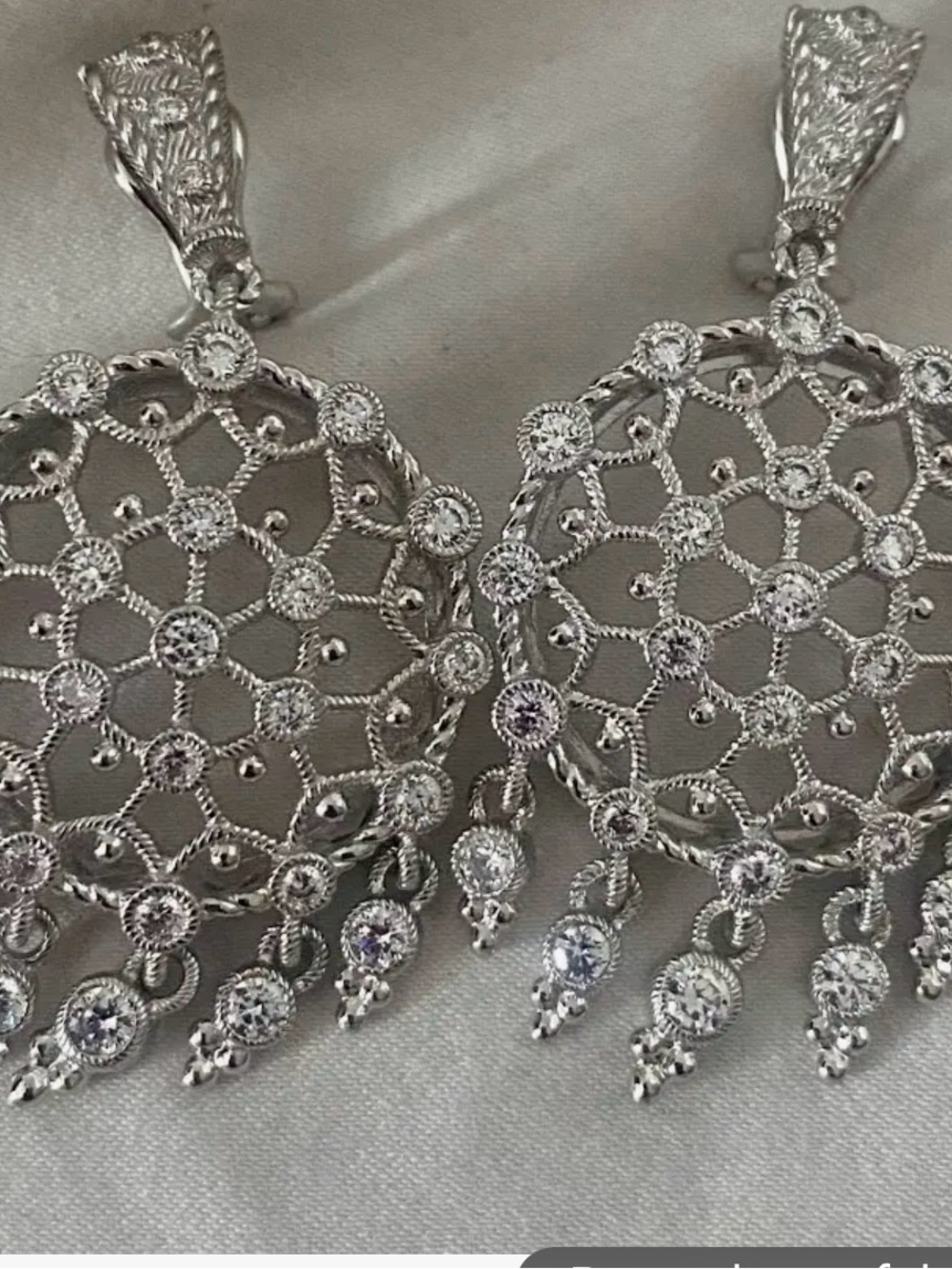 Judith Ripka Sterling Silver Filigree Dangle Earrings